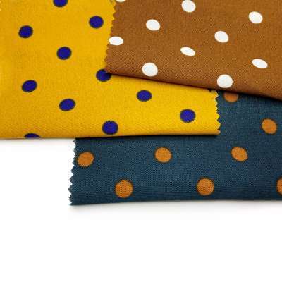 Spot stock 100% polyester chiffon printed cloth polka dots fabric